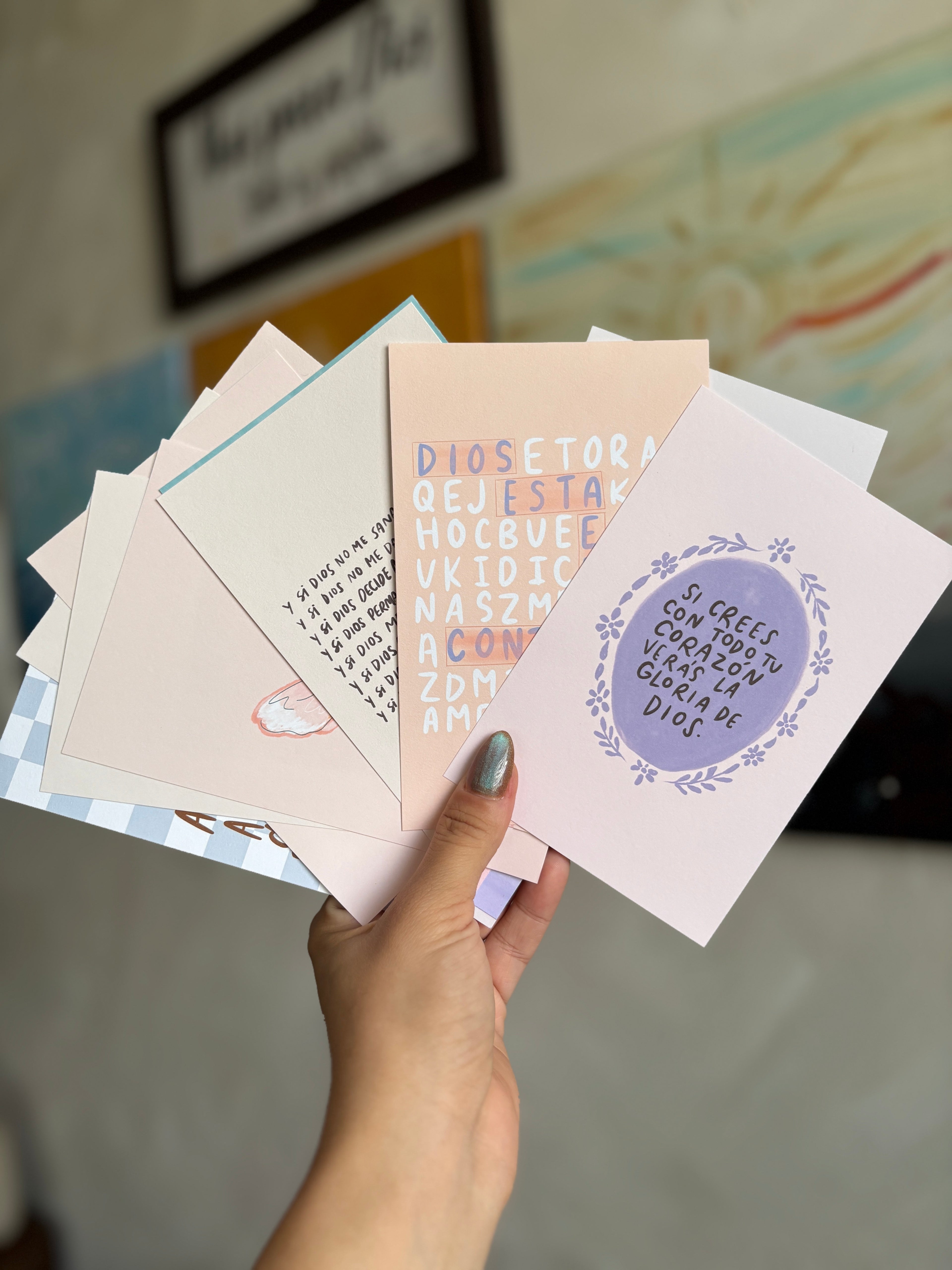 Set de 16 Ilustraciones con afirmaciones bíblicas
