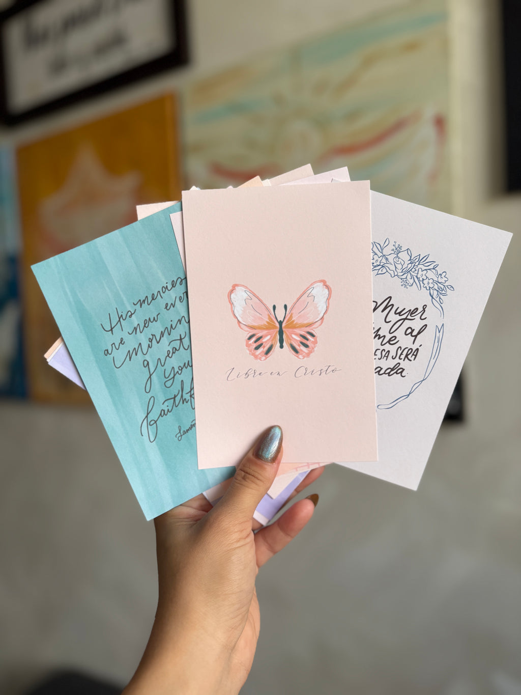 Set de 16 Ilustraciones con afirmaciones bíblicas