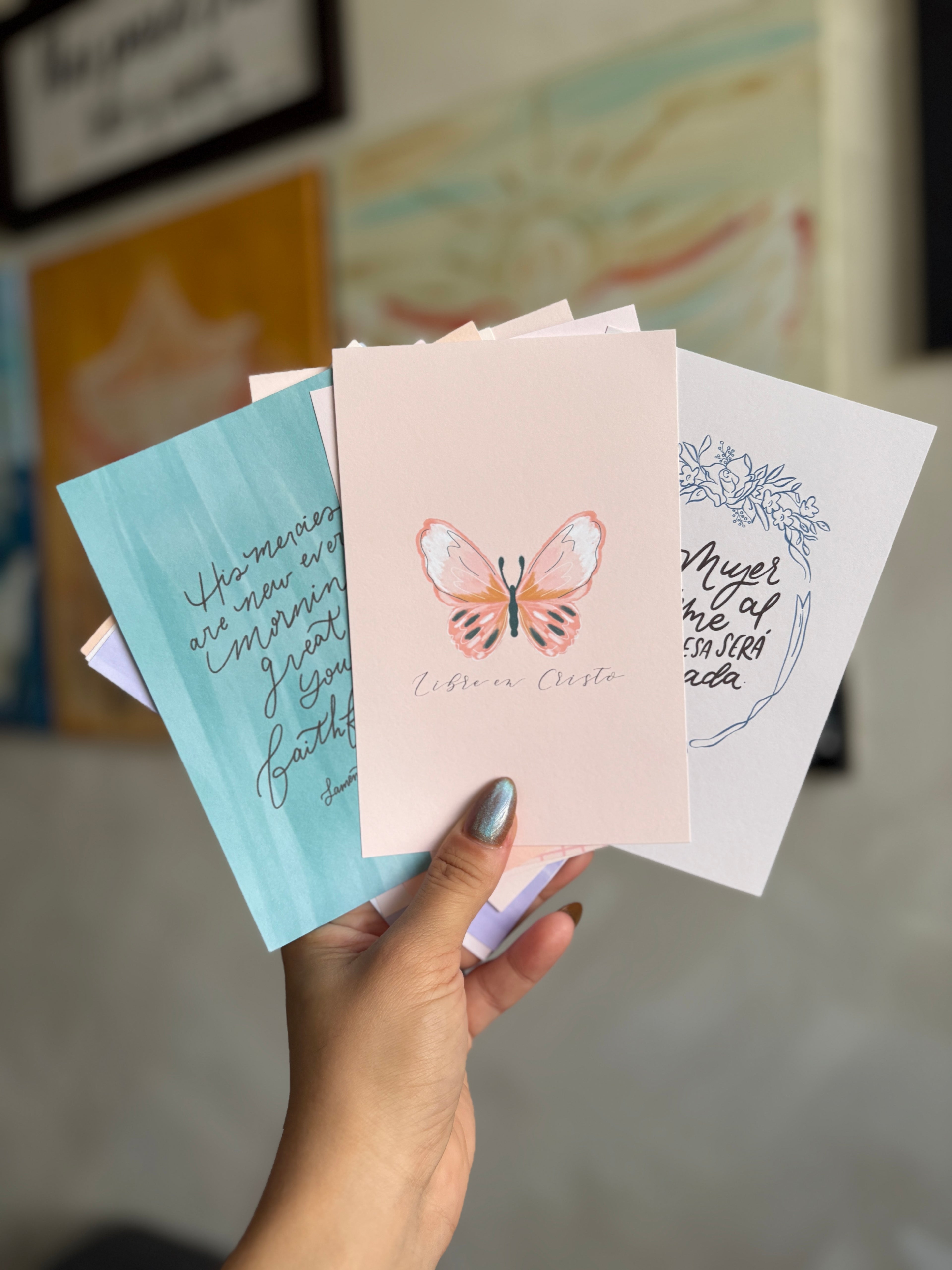 Set de 16 Ilustraciones con afirmaciones bíblicas